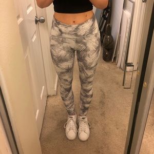 White and gray branch Lululemon leggings